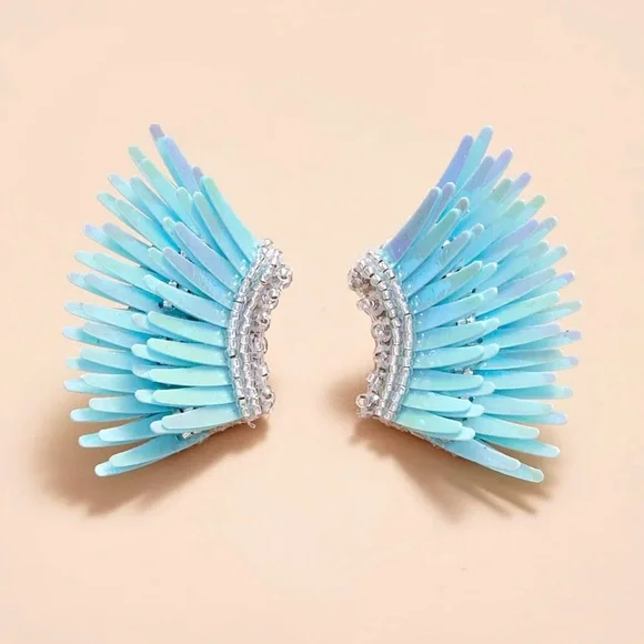 πΊπHPππΊ NWT Mignonne Gavigan Mini Madeline Earrings Metallic Blue - Picture 14 of 16